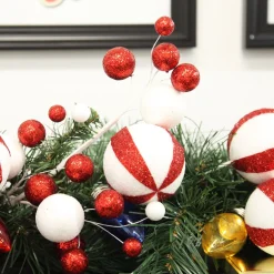 Glitter Candy Cane Ball Pick Christmas Tree Picks|