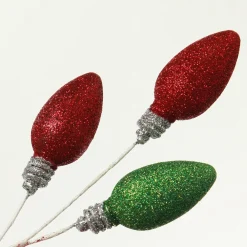 Glitter Light Bulb Christmas Tree Pick Christmas Tree Picks|
