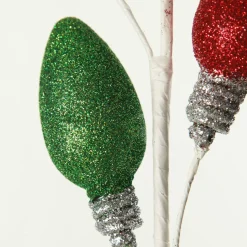 Glitter Light Bulb Christmas Tree Pick Christmas Tree Picks|