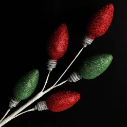 Glitter Light Bulb Christmas Tree Pick Christmas Tree Picks|
