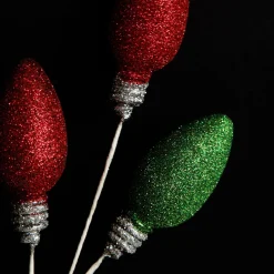 Glitter Light Bulb Christmas Tree Pick Christmas Tree Picks|