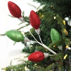 Glitter Light Bulb Christmas Tree Pick Christmas Tree Picks|