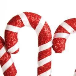Glittered Red and White Candy Cane Pick - Pack of 3 Christmas Craft Supplies|