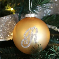 Gold Bling Monogram Christmas Bauble Personalised Baubles|