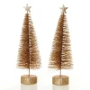 Gold Bottle Brush Tree - Small Set of 2 Table Top Christmas Trees|