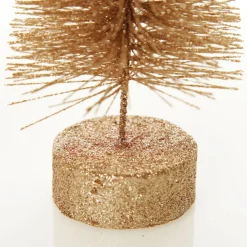 Gold Bottle Brush Tree - Small Set of 2 Table Top Christmas Trees|