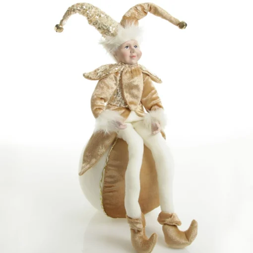 Gold Elf on Bauble Christmas Ornament Christmas Elves And Fairies|