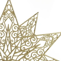 Gold Glitter Hanging Christmas Star Snowflakes And Stars|