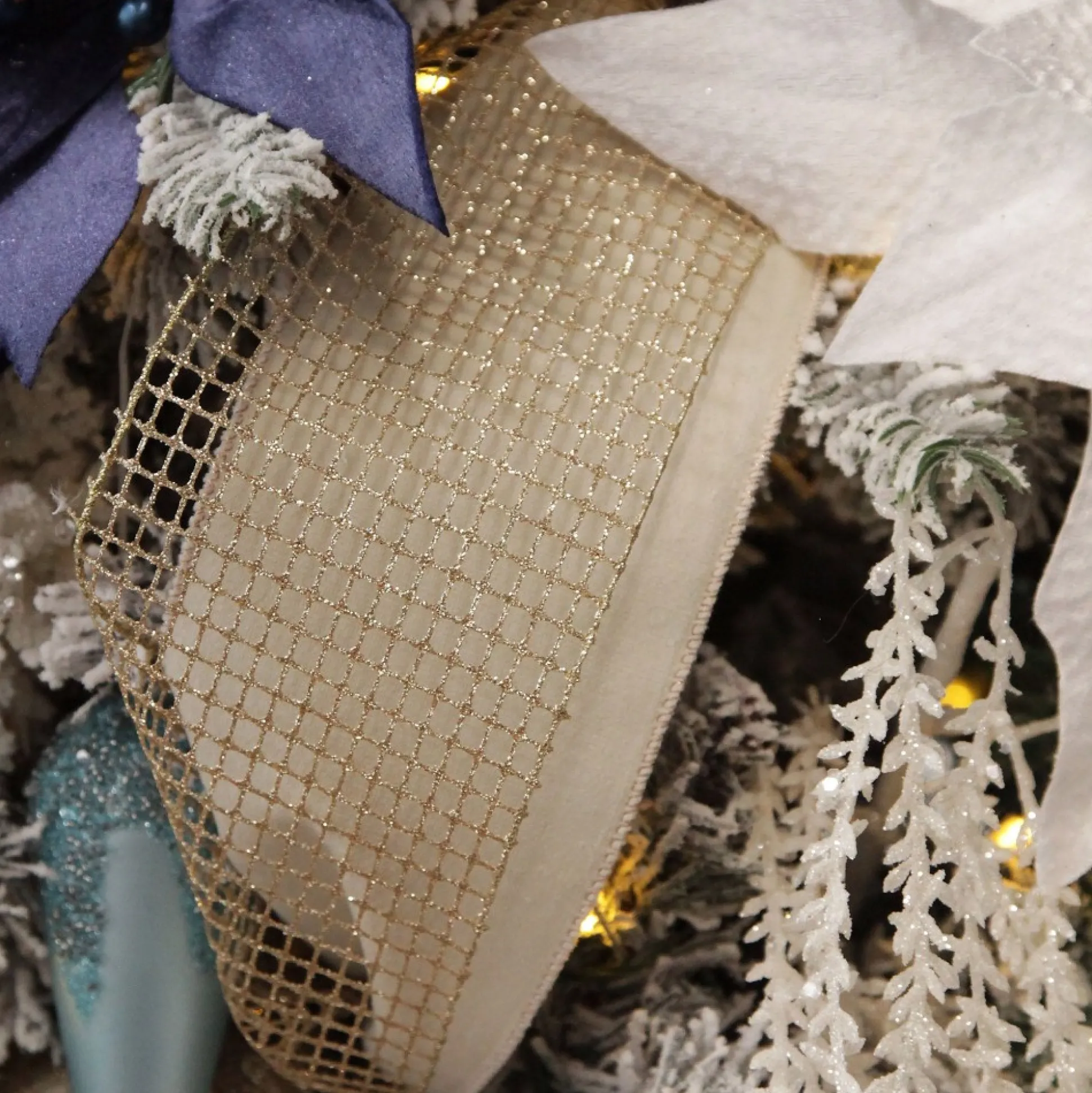Gold Mesh Wired Christmas Ribbon Garland Tree Garlands|