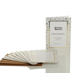 Gold Snowflakes Christmas Photo Greeting Card 10 Pack Photo Gifts|