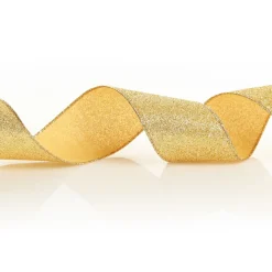 Gold Sparkle Glitter Ribbon Wired Edge - 6.3cm Ribbons|