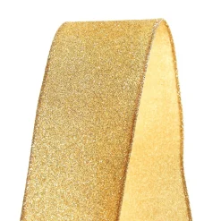 Gold Sparkle Glitter Ribbon Wired Edge - 6.3cm Ribbons|