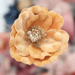 Gold Velvet Magnolia Flower Clip Christmas Flowers|