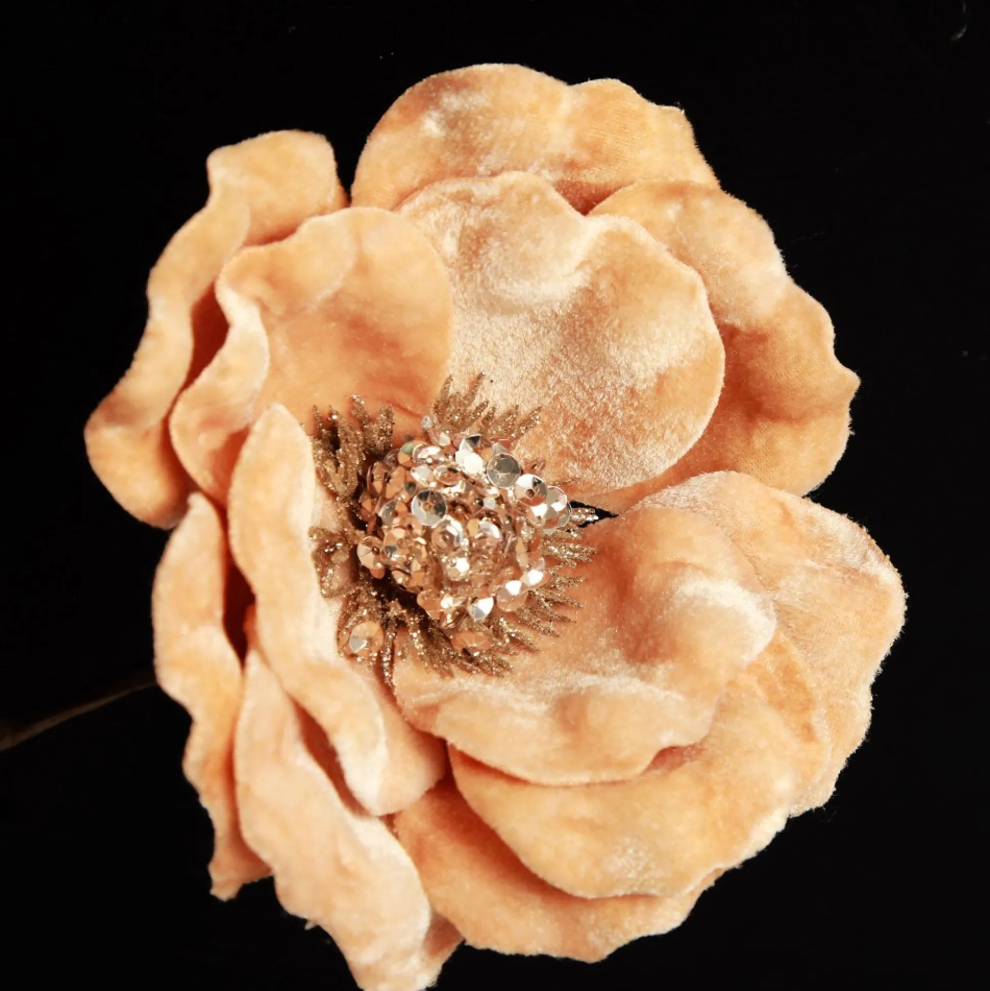 Gold Velvet Magnolia Flower Clip Christmas Flowers|