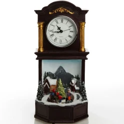 Grandfather Clock Lightup Ornament with Ice Skaters Light-Up Scenes And Ornaments|
