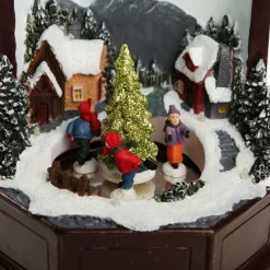 Grandfather Clock Lightup Ornament with Ice Skaters Light-Up Scenes And Ornaments|
