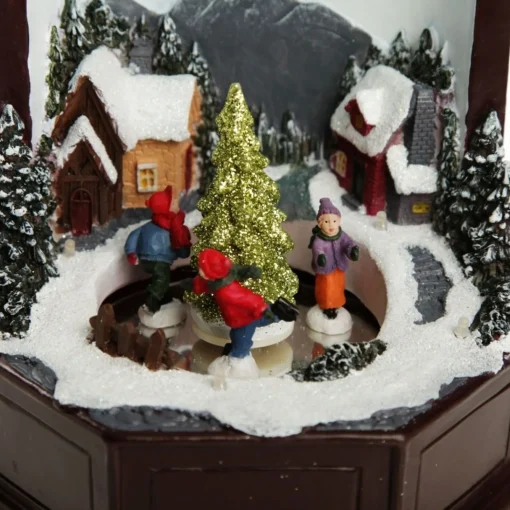 Grandfather Clock Lightup Ornament with Ice Skaters Light-Up Scenes And Ornaments|