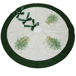 Green and Gold Mistletoe Christmas Tree Skirt Christmas Tree Skirts|