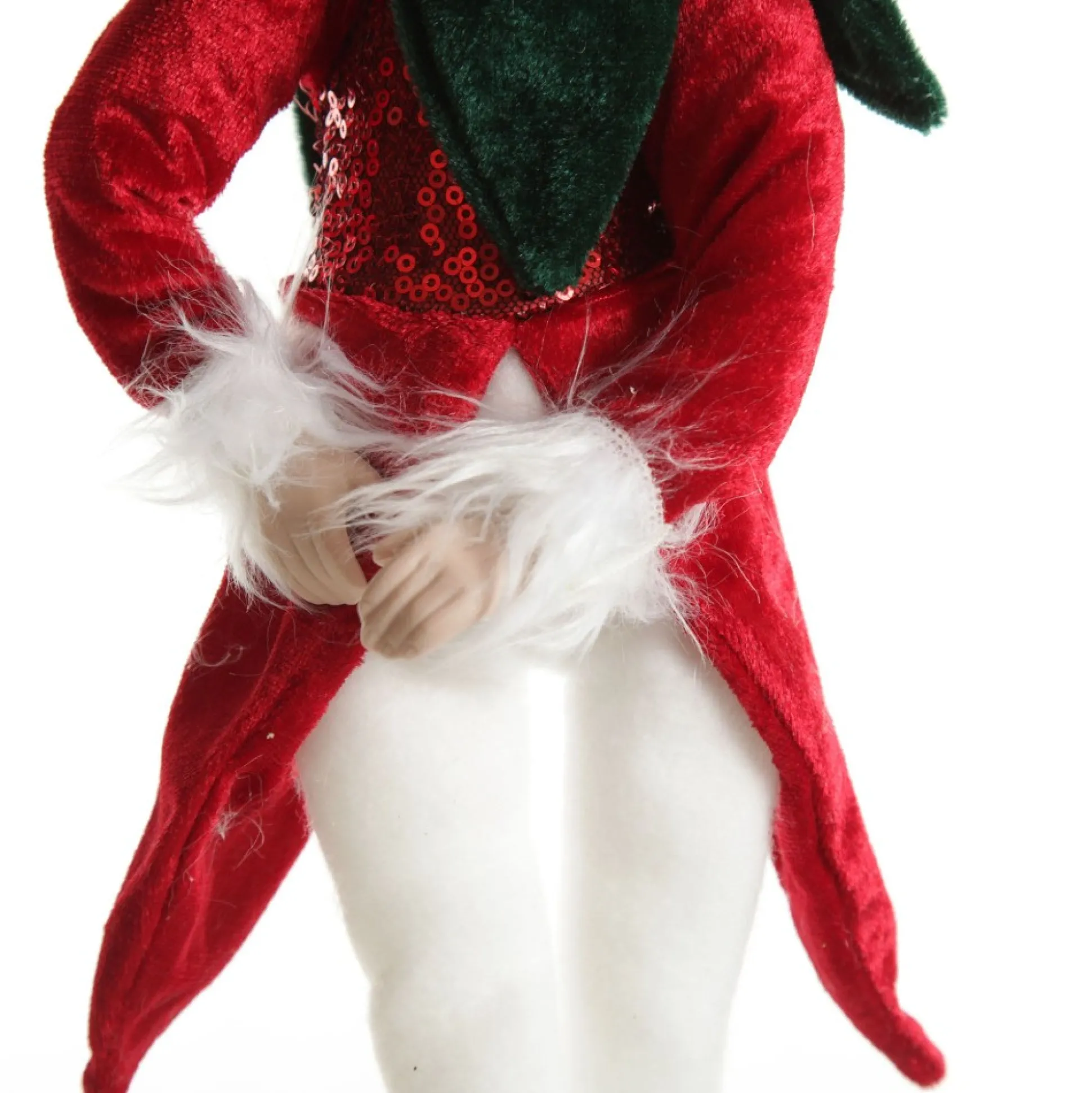 Green and Red Elf Sitting Christmas Ornament Christmas Elves And Fairies|