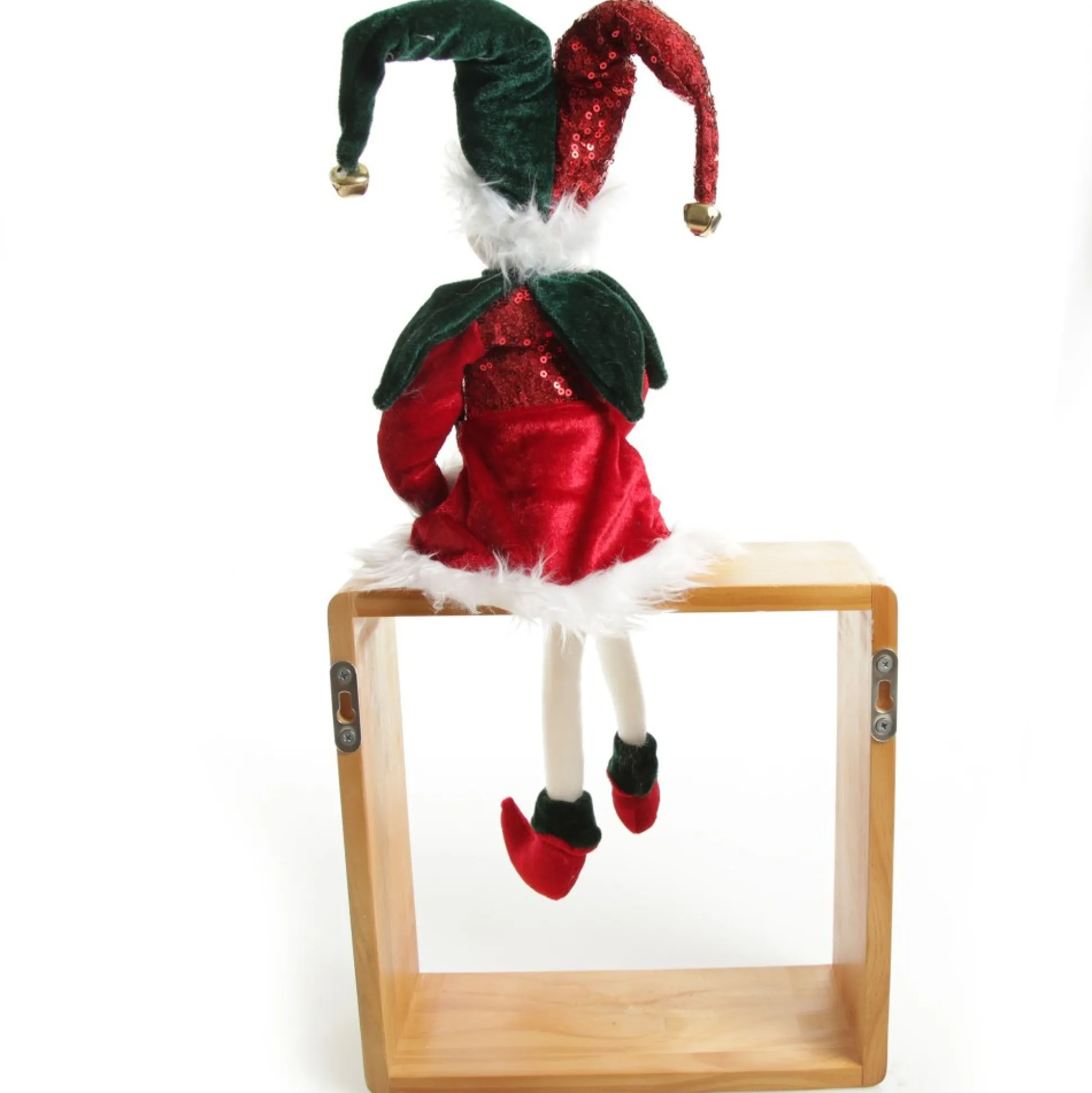Green and Red Elf Sitting Christmas Ornament Christmas Elves And Fairies|