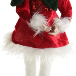 Green and Red Elf Sitting Christmas Ornament Christmas Elves And Fairies|