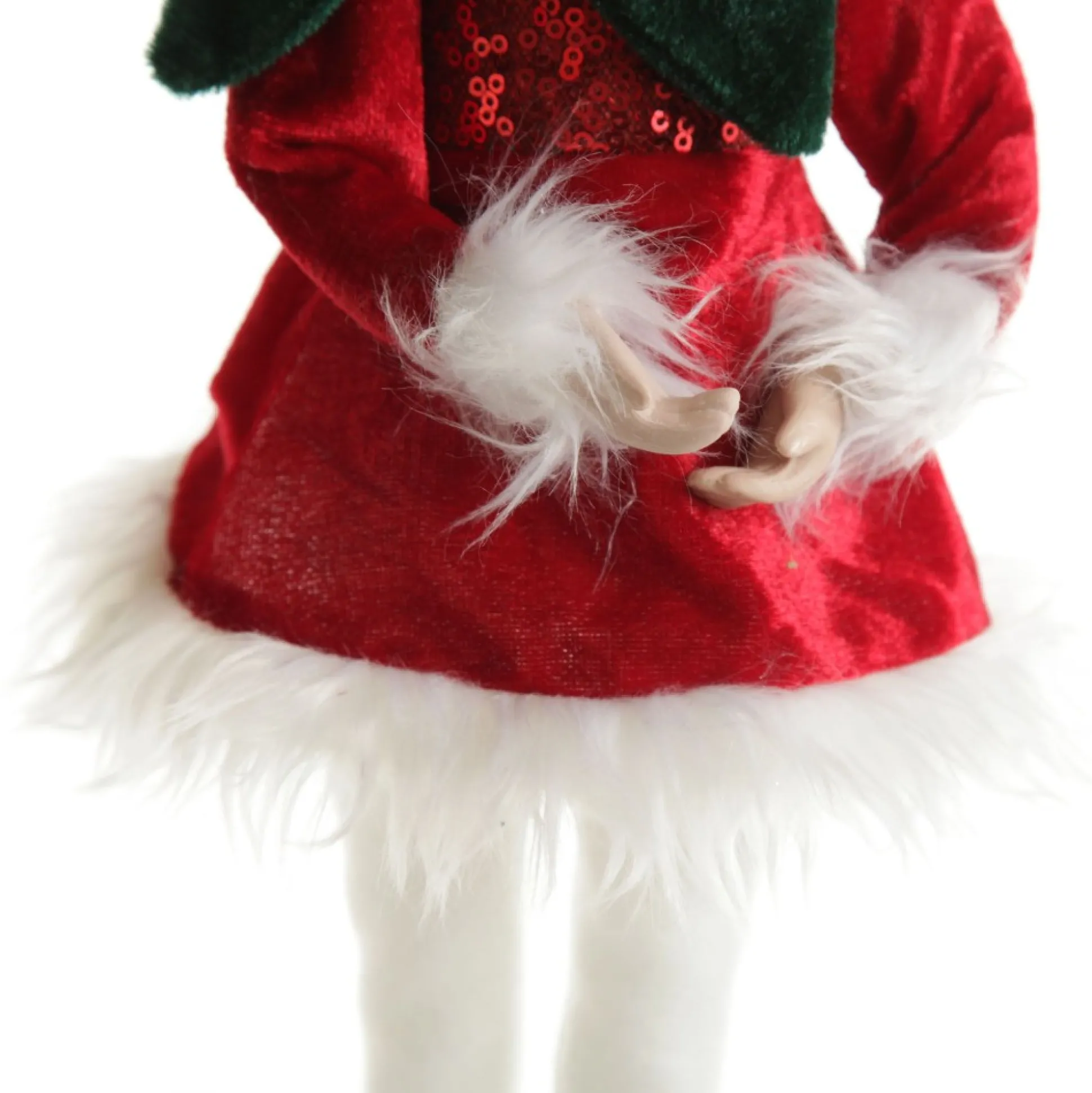 Green and Red Elf Sitting Christmas Ornament Christmas Elves And Fairies|