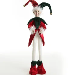 Green and Red Elf Standing Christmas Ornament Christmas Elves And Fairies|