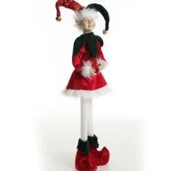 Green and Red Elf Standing Christmas Ornament Christmas Elves And Fairies|