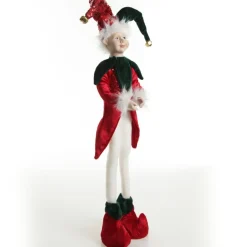 Green and Red Elf Standing Christmas Ornament Christmas Elves And Fairies|