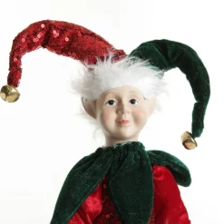 Green and Red Elf Standing Christmas Ornament Christmas Elves And Fairies|