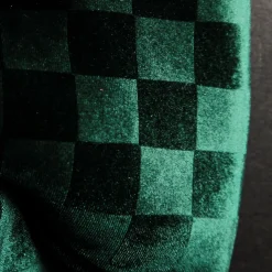 Green Checked Padded Velour Bow Christmas Bells And Bows|