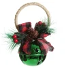 Green Christmas Bell Door Hanger with Red Buffalo Check Bow Christmas Bells And Bows|