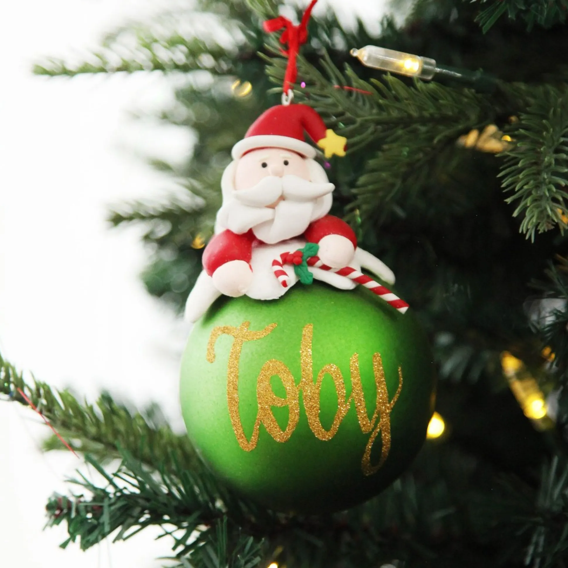 Green Santa Christmas Character Bauble Personalised Baubles|
