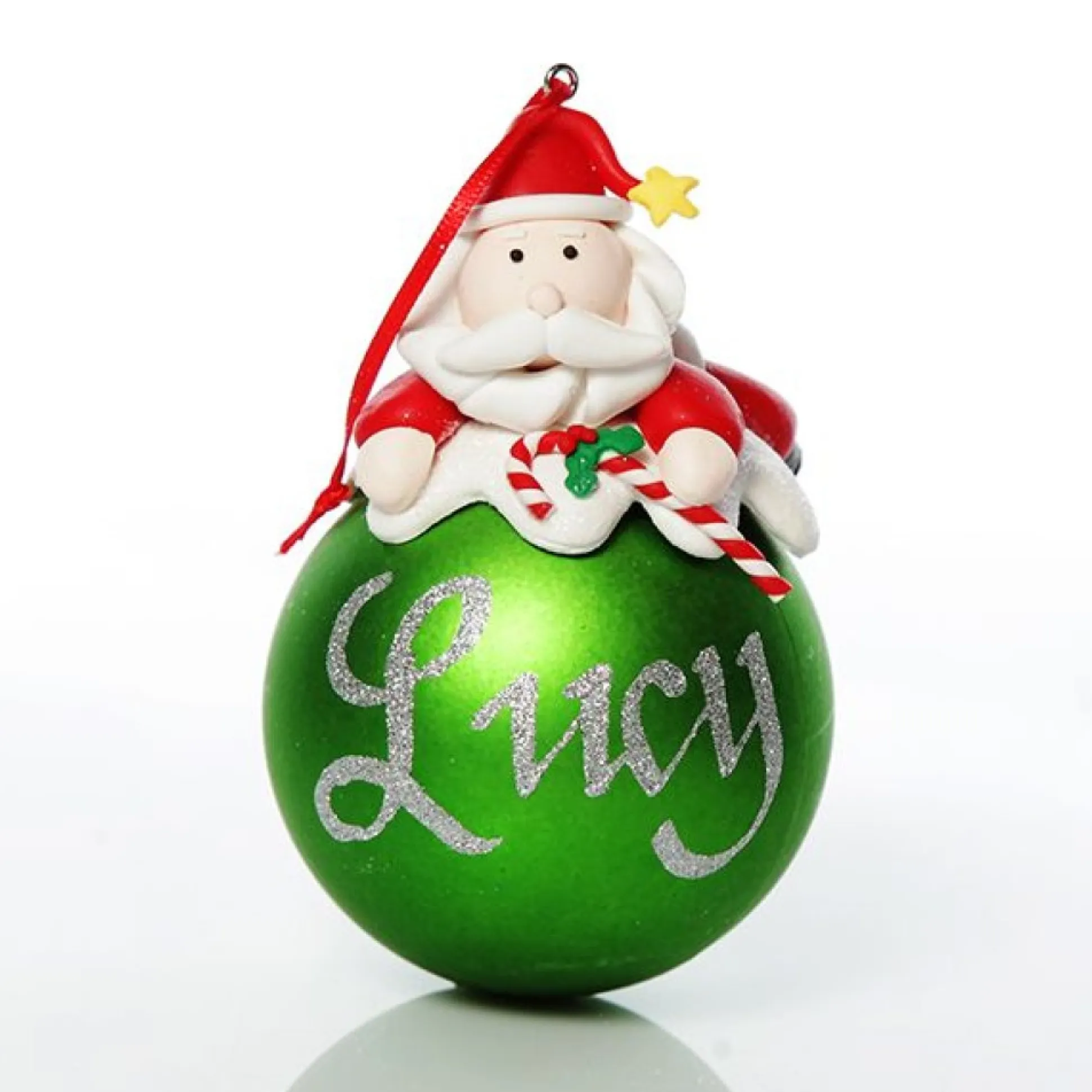 Green Santa Christmas Character Bauble Personalised Baubles|