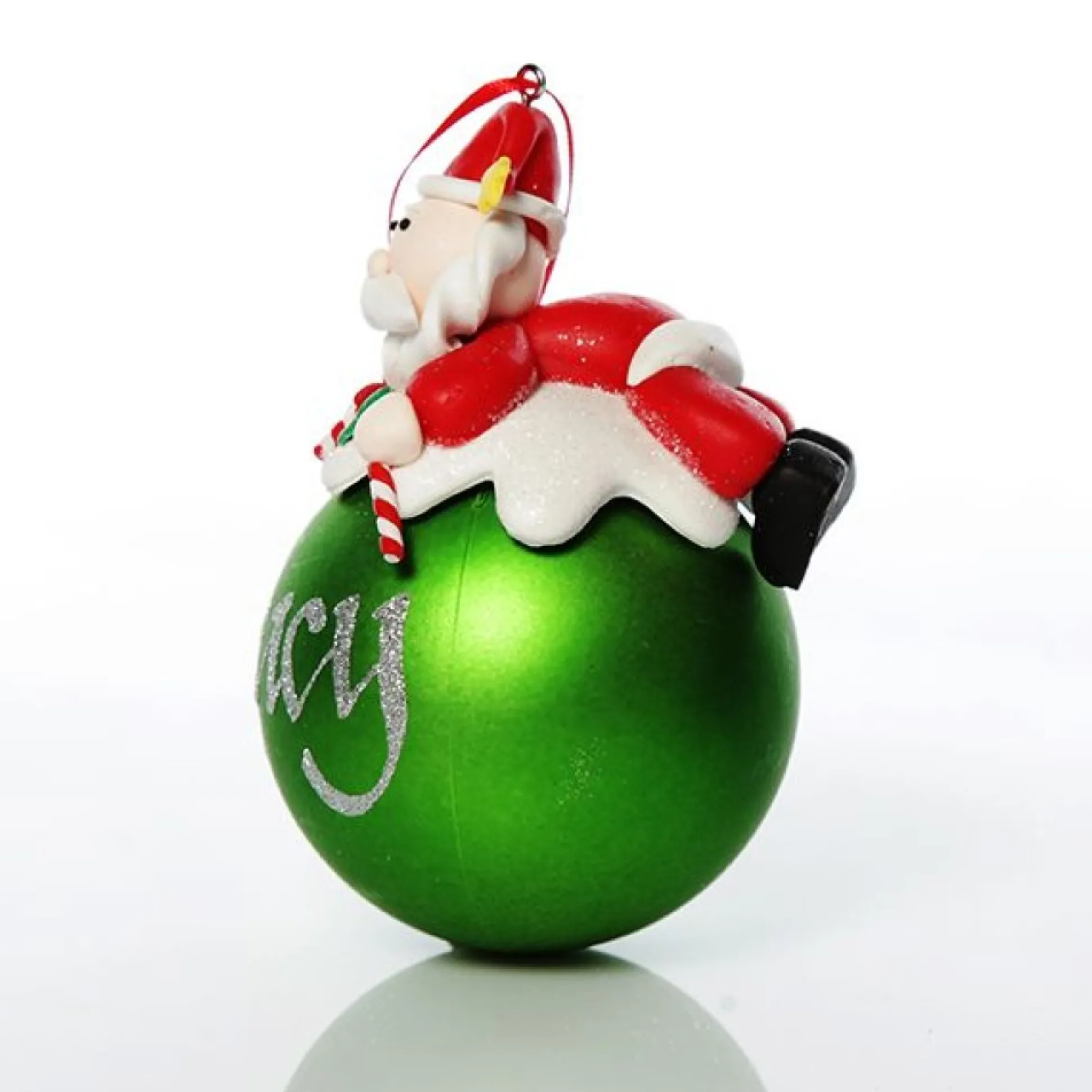 Green Santa Christmas Character Bauble Personalised Baubles|