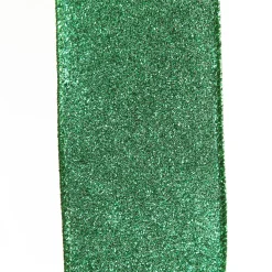 Green Sparkle Glitter Ribbon Wired Edge - 6.3cm Ribbons|