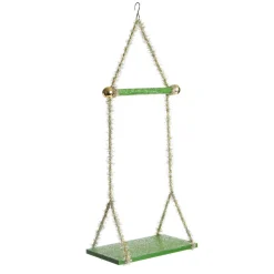 Green Tinsel Christmas Swing Ornament - Single Seat Christmas Ornaments|