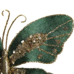 Green Velour and Glitter Butterfly Clip Butterflies And Birds|