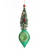 Green Vintage Glass Christmas Finial with Tree Christmas Tree Decorations|