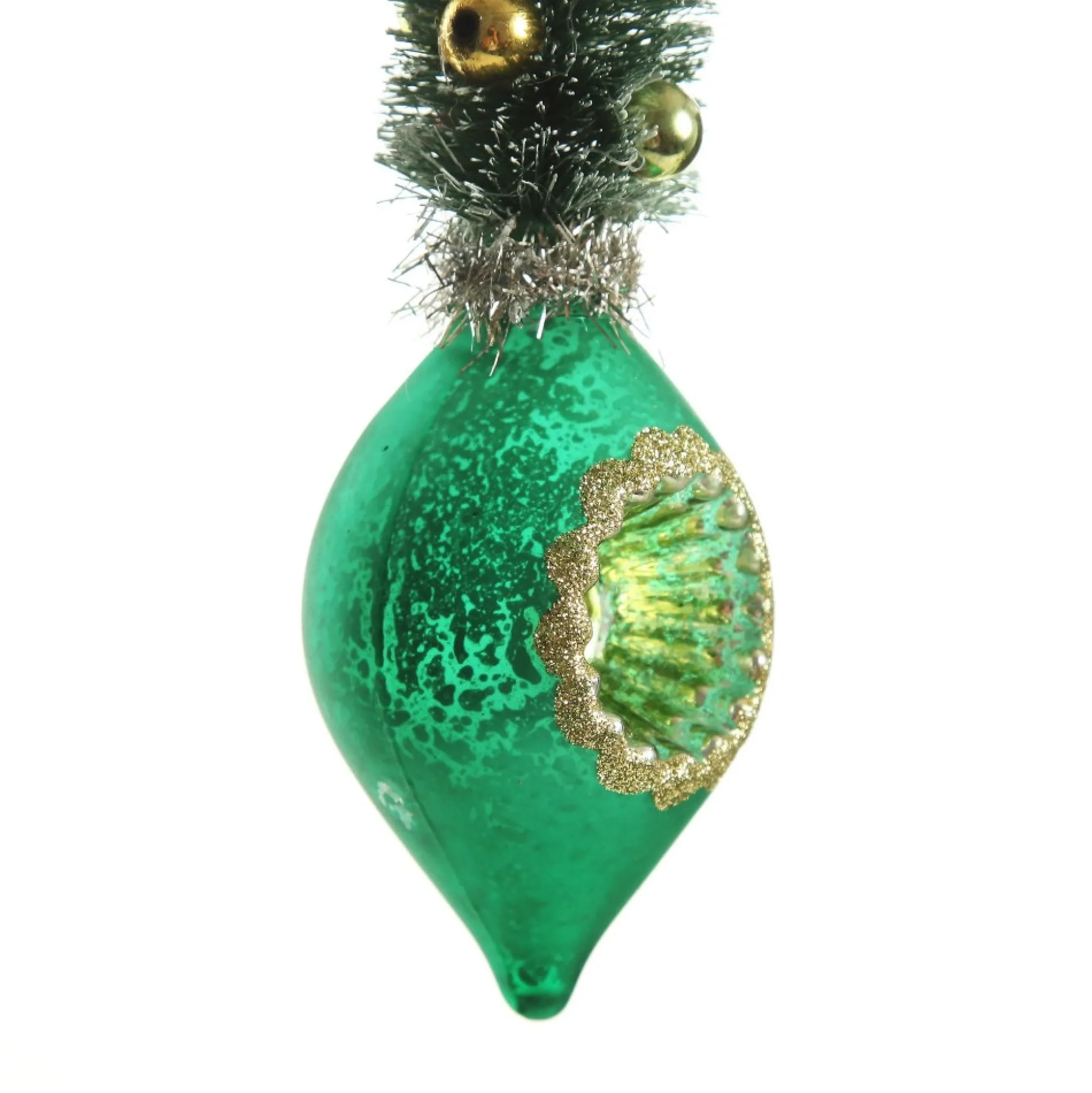Green Vintage Glass Christmas Finial with Tree Christmas Tree Decorations|