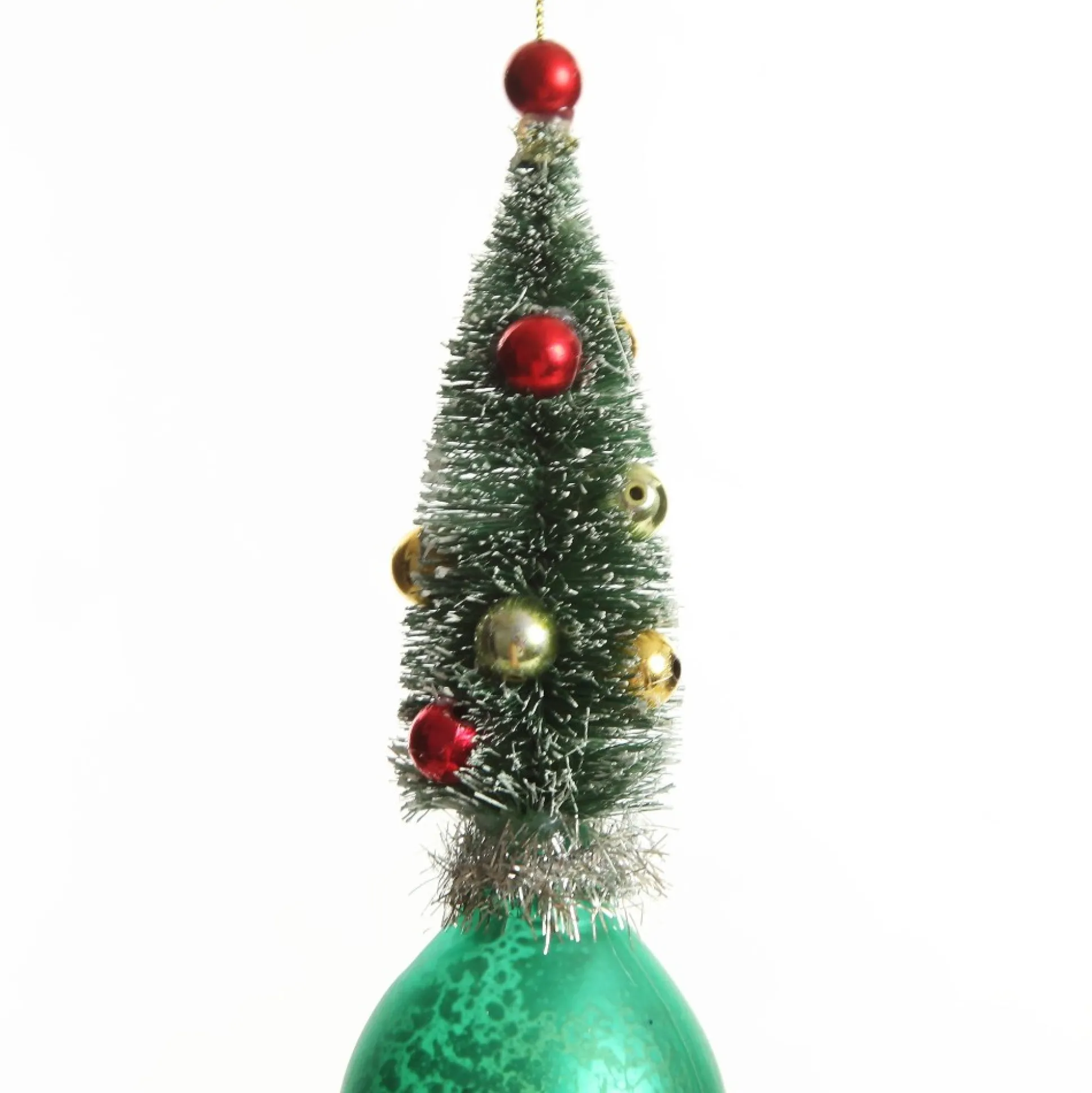 Green Vintage Glass Christmas Finial with Tree Christmas Tree Decorations|