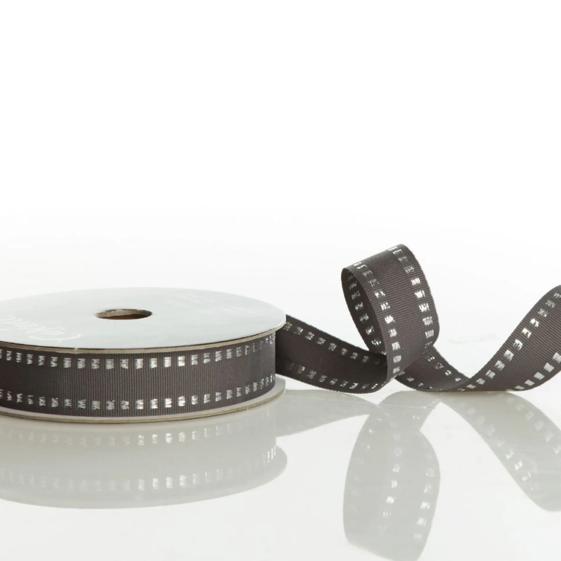 Grey & Silver Grossgrain Square Edge Wired Ribbon - 2.2cm Ribbons|