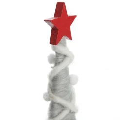 Grey and White Woolen Christmas Tree with Red Star Table Top Christmas Trees|