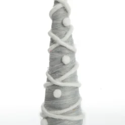 Grey and White Woolen Christmas Tree with Red Star Table Top Christmas Trees|