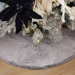 Grey Faux Fur Tree Skirt Christmas Tree Skirts|