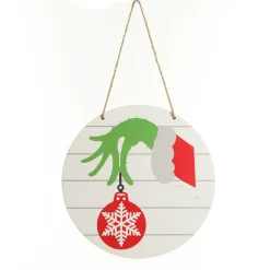 Grinch Holding Bauble Christmas Sign Wall Hangings And Signs|