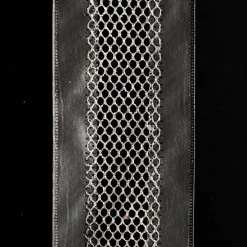 Gunmetal Grey Mesh with Satin Edge Wired Christmas Ribbon Ribbons|