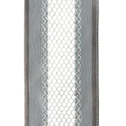 Gunmetal Grey Mesh with Satin Edge Wired Christmas Ribbon Ribbons|
