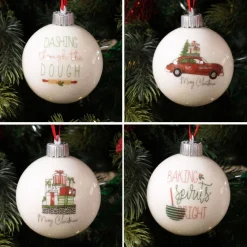 Happy Holiday Lightup Baubles - Set of 4 Christmas Bauble Sets|