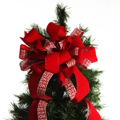 Ho Ho Ho Deluxe Tree Topper Bow with Streamers Tree Toppers|